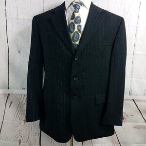 Chaps 1978 44R 3 Button Black Striped Suit Blazer